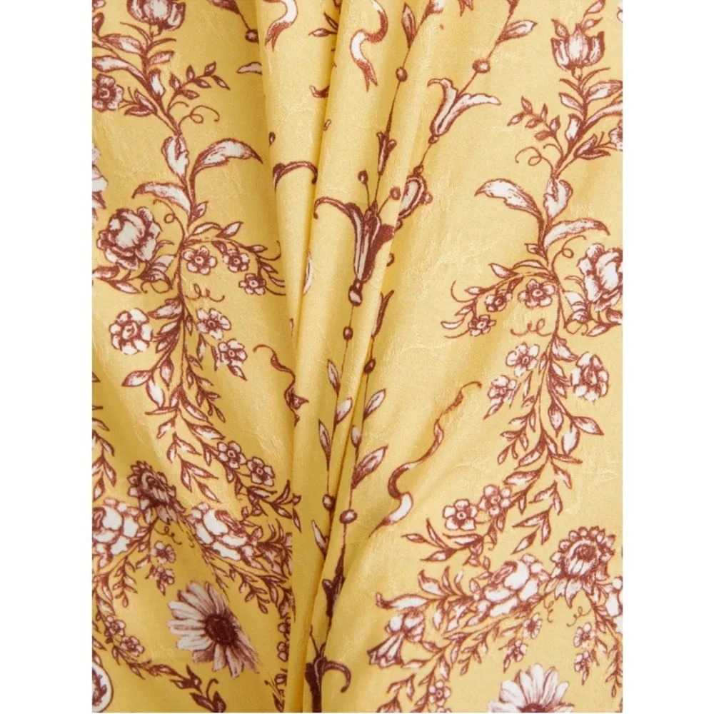 SANDRO Esther Cutout Floral Jaquard Midi‎ Dress in Yellow Cottagecore Prarie 34 - Picture 5 of 14
